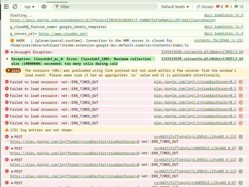 Google Chrome DevTools console